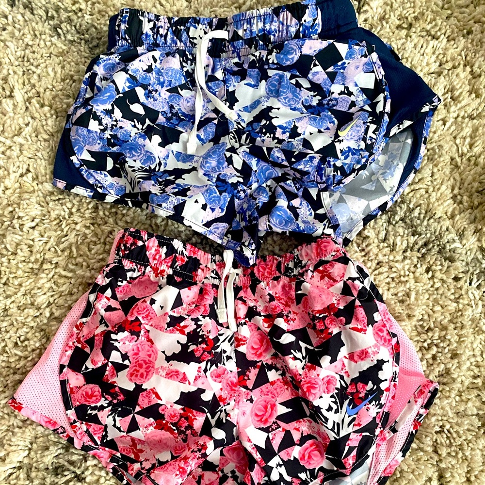 Girls Nike Dri-fit tempo shorts size small bundle pink and blue